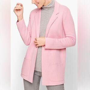 Talbots Sweater Blazer Notched Collar Women's Small Rayon Silk Blend Pink